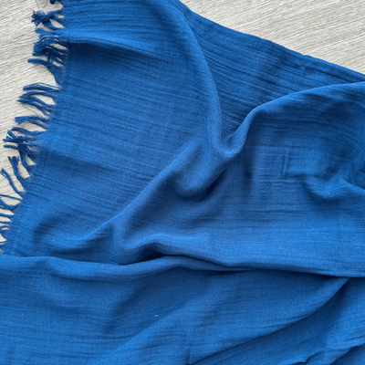 Stone Washed Cotton Throw in Navy