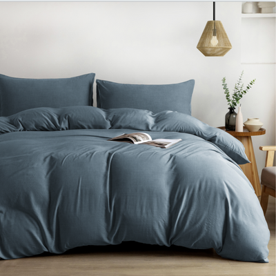 Bamboo Stone Washed Quilt Cover Set in Denim
