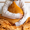 Teddy Fleece Blanket and Cushion in Mustard