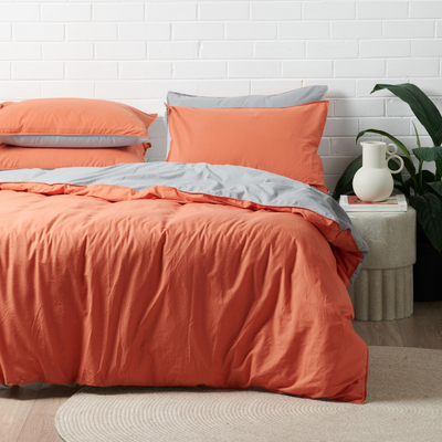 Vintage Cotton Quilt Cover Set - Rust