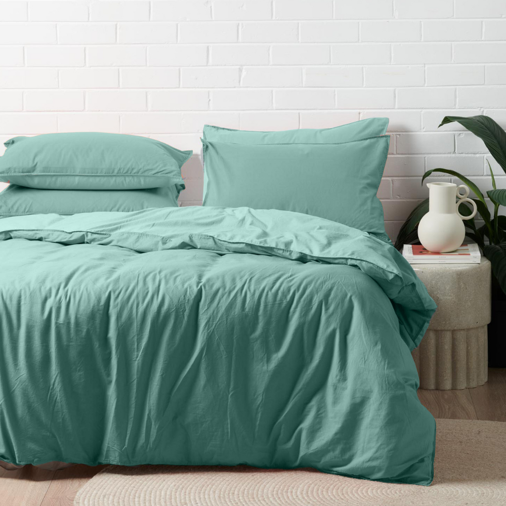 Vintage Cotton Quilt Cover Set Ocean Blue Pure Zone