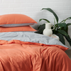 Vintage Cotton Reversible Quilt Cover Set - Rust and Grey